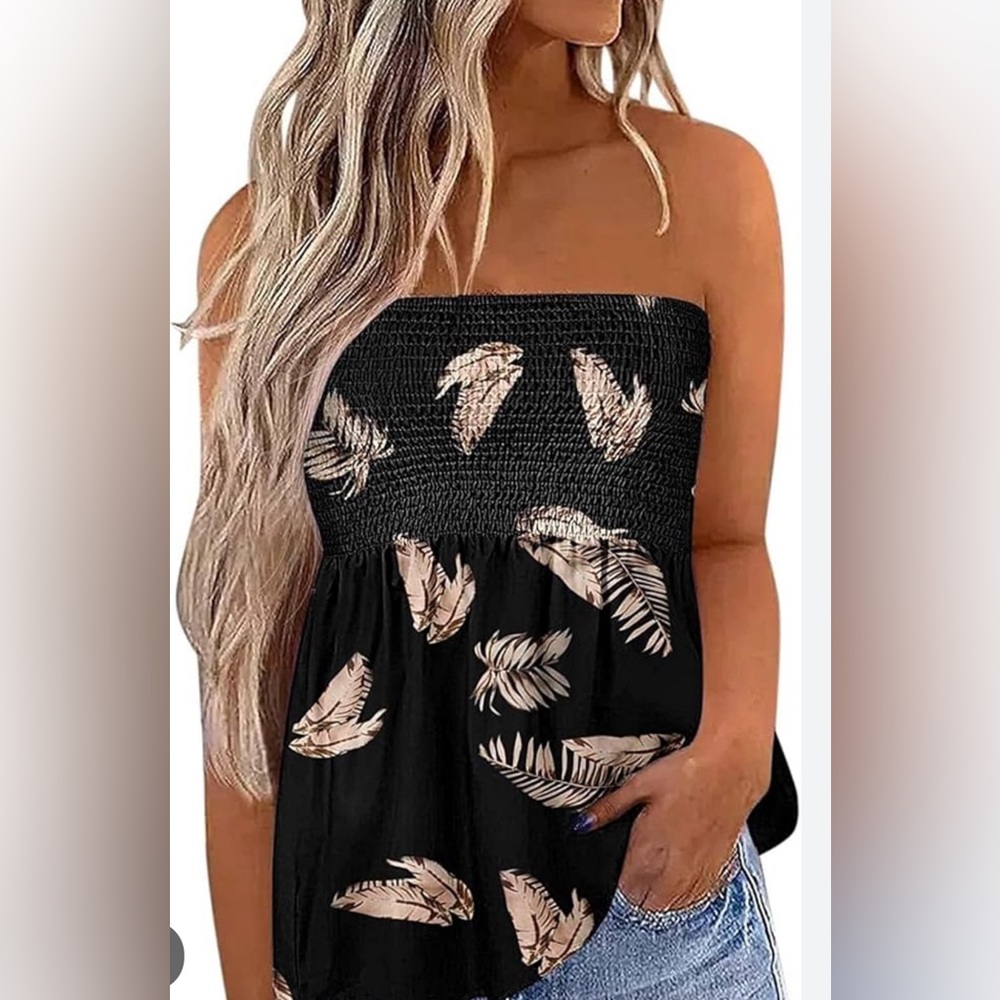 Strapless peplum bohemian top